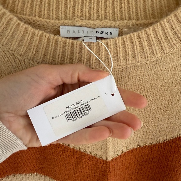 Baltic Born Rowen Color Block Sweater - Natural/Green/Rust - Size Small - NWT - Picture 11 of 12